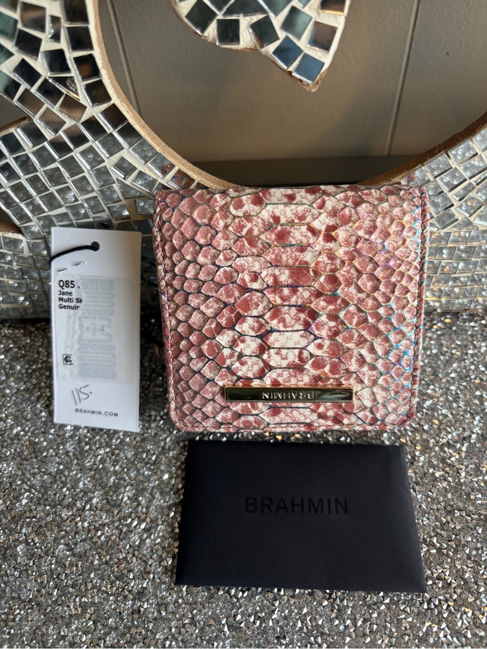 🎀Brahmin Jane Multi-Color Genuine Leather Wallet - Pink Snake Print